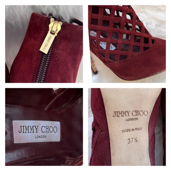 *SOLD* JIMMY CHOO Logo Dane Open Toe Caged Suede Booties - Picture 12 of 12